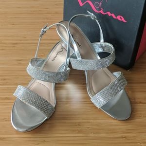 Silver Rhinestone Sandal Wedges